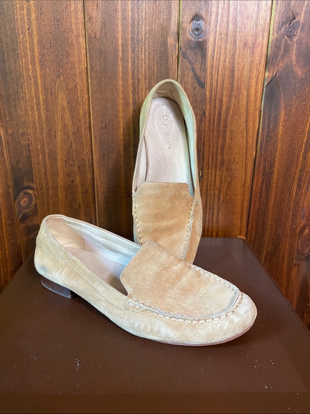 ANTONIO MELANI Suede Loafers in Light Brown Sz 8.5